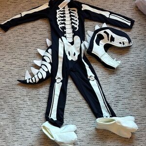 Black and White Skeleton Dinosaur Kids Costume